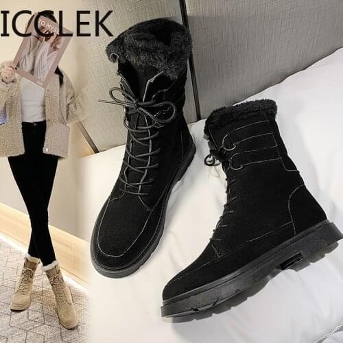 2020 Women Boots Winter Snow Boots Female Boots Duantong Warm Lace Flat with Women Shoes Tide Botas Mujer Hot Sale Women Boots