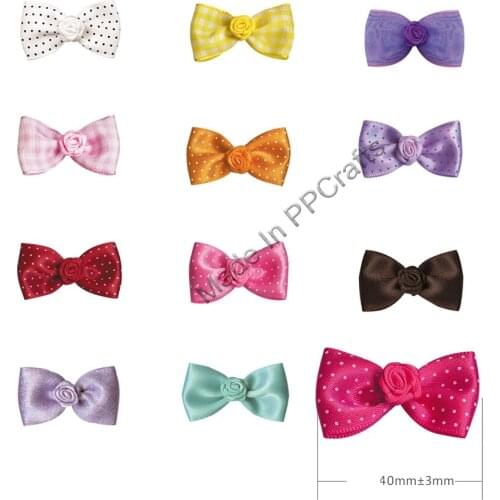 40MM Satin Double/Dots/Grosgrain Ribbon Rose Pinched Squareknot For Packing Cloth Hairbow DIY Crafts 200pcs Free Shipping