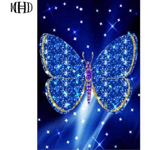 5D DIY Diamond Painting Crystal Butterfly Pattern Full & Round Diamond Embroidery Diamond Cross Stitch Rhinestone Decorative
