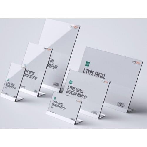 Aluminum Alloy Transparent Sign Holder L-shaped Acrylic Alipay Two-dimensional Code PaymentTable Card Display Stand