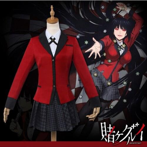 Anime Kakegurui Yumeko Jabami Cosplay Costumes Halloween Jabami Cos Wigs Japanese High School Uniforms Suits For Women Girls