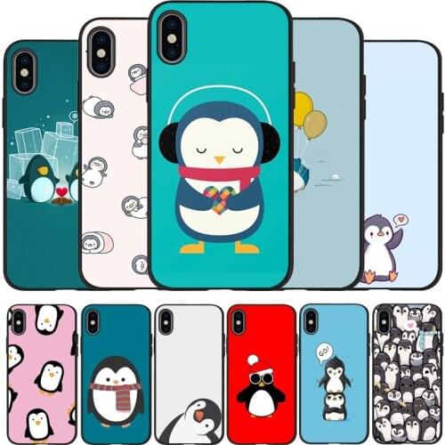 Cartoon penguin black Phone Case For iPhone 12 11 XR XS Max 7 8 6 6S Plus 5 5S SE 2020 Back Cover For iPhone 11 Pro Shell