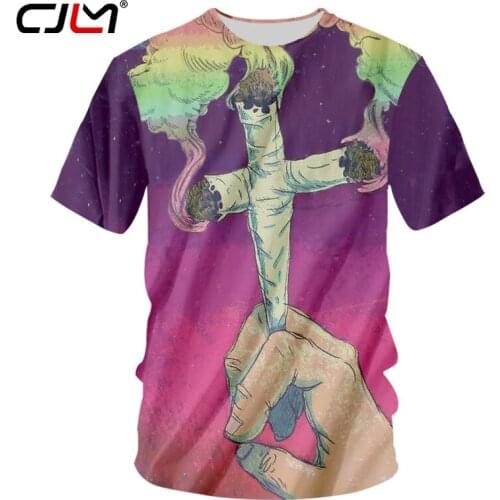 CJLM Galaxy Space Tshirt Men Summer Tops 3d Print Cigarettes Cross Purple T Shirt Streetwear Gothic Crewneck Shirts Unisex Tees