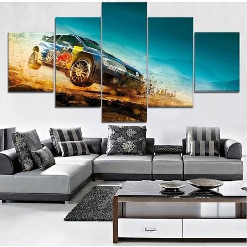 5Pcs Extreme Sports Decorative Dakar Rally Car Poster Wall Art Decoration Oil Painting Canvas Painting for Home Decor Background