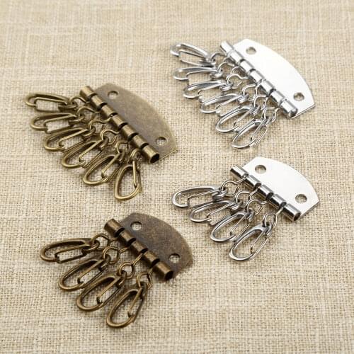 5PCS Metal DIY Key Holders Leather Craft DIY Pure Brass Key Row Rivet Hook Patchwork Sewing DIY Key Holders for Leather Bag