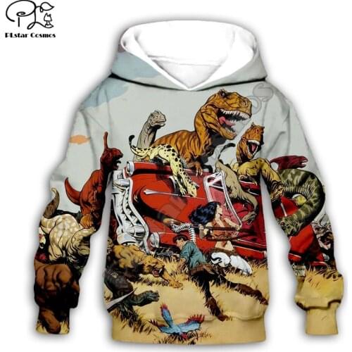 Kids Baby Boy Girl Toddlers anime dinosaur print 3d Hoodies Cartoon Tracksuit Children wear Set Cute Sweatshirts -13