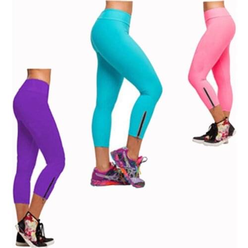 High Elastic Quick Dry Yoga Pants Women Elastic Pencil Pants Legging Lady Skinny Leggings Female Slim Capris Pants With Zipper
