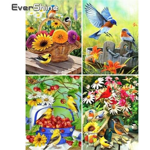 EverShine DIY Diamond Embroidery Animal 5D Diamond Painting Full Square Bird Mosaic Picture Rhinestone Flower Decor For Home