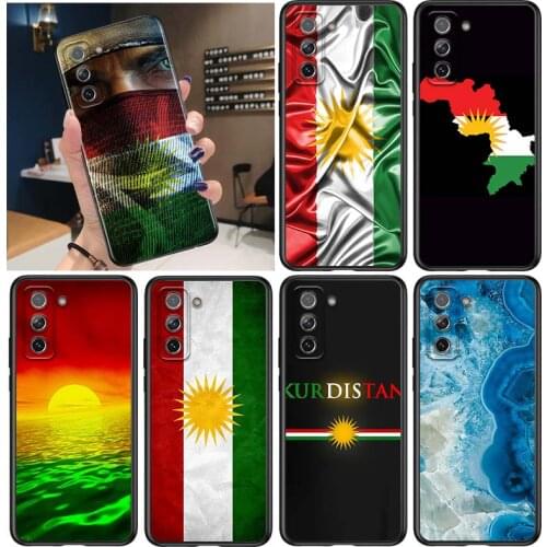 Kurdistan flag for Samsung Galaxy S21 Ultra Plus Note 20 10 9 8 S10 S9 S8 S7 S6 Edge Plus Black Phone Case