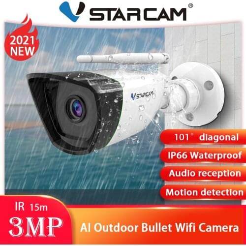Vstarcam 3.0MP HD Lens AI Outdoor Bullet Wifi Camera IP Surveillance Security Camera IR Motion Alarm IP66 Waterproof CCTV Camera
