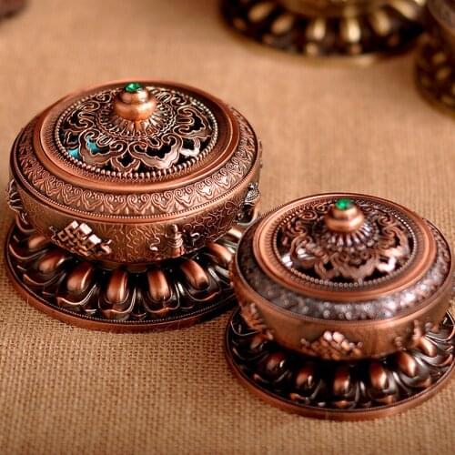 Quality Goods Alloy Tibetan Incense Burner Solemn Exquisite Eight Auspicious Symbols Aroma Burner High Grade Holy Lotus Censer