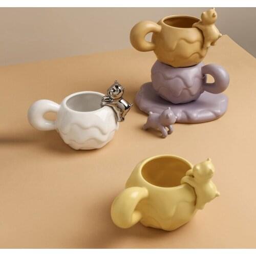 465ml Creative Desgin Ceramic Mug Cute Couple Mug Coffee Cup Water Cups Office Afternoon Tea Cup And Saucer Set Friend Gift