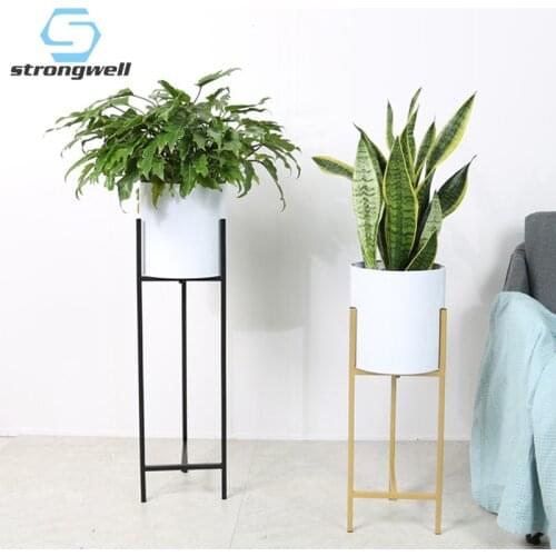 Strongwell Nordic Ceramic Flower Pots Miniature Flowerpots With Metal Shelf Fairy Garden Planter Desktop Display Home Decoration