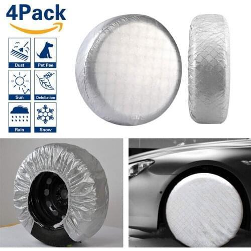 4PCS Waterproof Tire Covers Set Four-Layer Tire Covers Set For Rv Travel Trailer Camper SUV Vinyl Wheel Sunscreen Rain