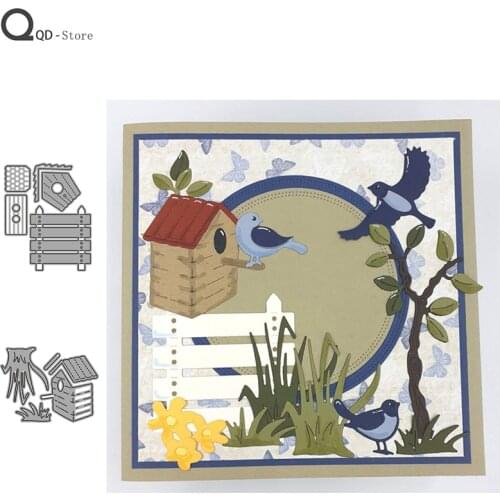 Bird House Fence Metal Cutting Dies Stamps Dies Scrapbooking Mold Cut Childrens Handmade Tools DIY Craft Decoration 2021 New