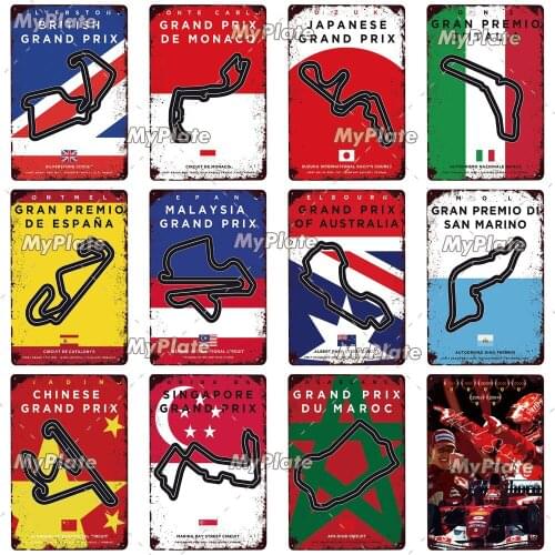 Racing Track Metal Sign Vintage Plaque Sercive Tin Sign Wall Decor For Garage Race Car Plate Crafts Poster Game Custom