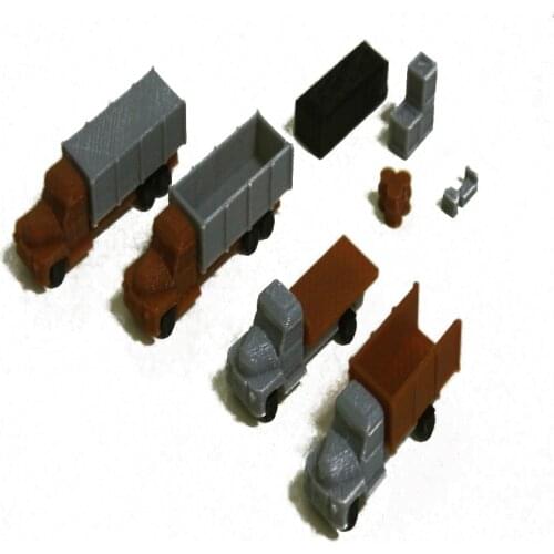 Train Railway Model Scene N Ratio 1:160 Truck 4pcs Cargo With Container Set