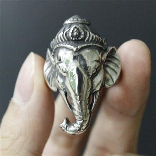 Fashion Biker Ring 316L Stainless Steel Fashion Polish Thailand Buddha Elephant Ring With Long Nose Like God Ring