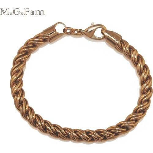 MxGxFam (195*5mm)Top Quality Chain Bracelet Men Gold Color Nickel Free Forbid Allergy Free Shipping