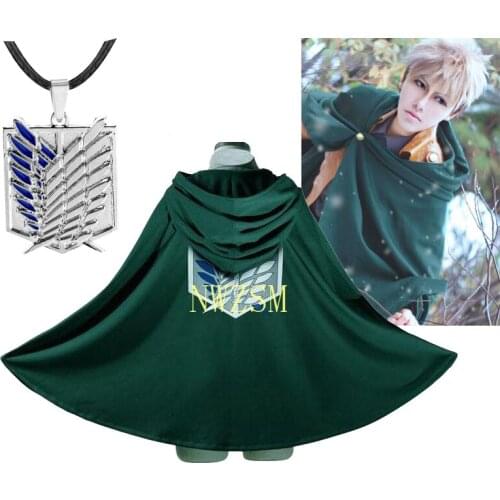 Cosplay Attack on Titan Cloak Cape Clothes Anime Shingeki no Kyojin Scouting Legion Cosplay Costume green Cape mens Clothing