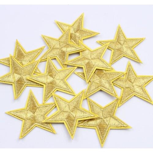 10color 1pc 7.2cm Iron On Gold Star Stickers Embroidery Clothes Stars Patches Sewing Appliques DIY Jeans Coats Shoes Hats Badge
