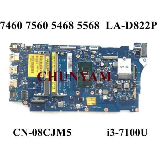 NEW LA-D822P w/ i3-7100U FOR Dell Inspiron 7460 7560 5468 5568 Laptop Motherboard CN-08CJM5 8CJM5 Mainboard 100% Tested