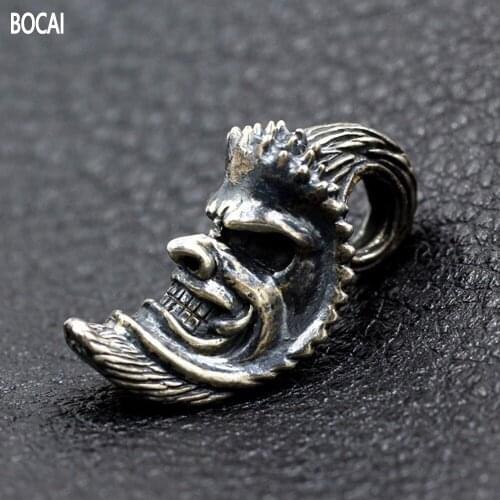 BOCAI New Real Solid Pure s925 sterling silver couple moon pendant hand polished engraved love token fashion man pendant