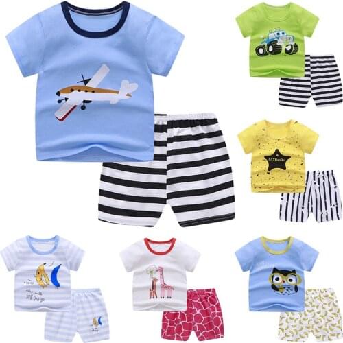 Baby Clothes Baby Clothes Set Toddler Child Baby Boys Girls Short Sleeve Cartoon Tops Shirt+Pants Outfits Set Roupas Clothes