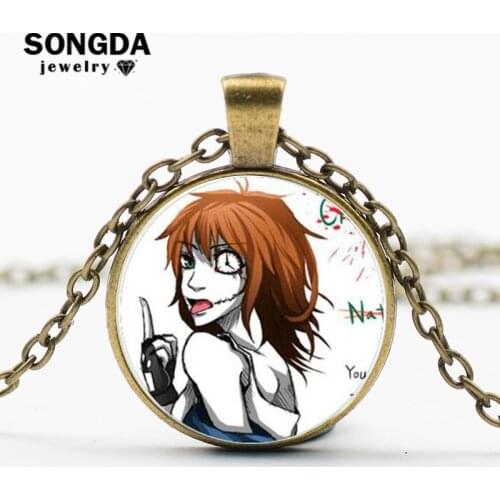 SONGDA Anime Creepypasta Jeff the Killer Necklace 4 Style Picture Glass Cabochon Pendant Steampunk Long Necklace Gothic Jewelry