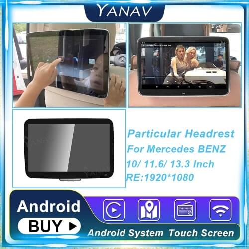 13.3 Inch Car Headrest Head rest For Mercedes BENZ Auto Multimedia 1080P HD LCD Touch Screen Speaker Bluetooth MP3 MP4 Monitor