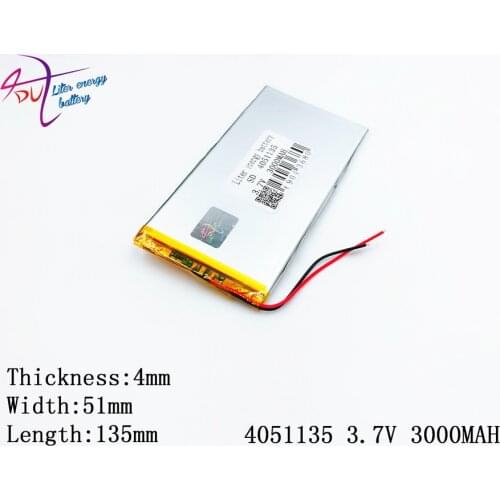 Polymer lithium battery 4051135 3.7V 3000MAH 4050135 can be customized wholesale CE FCC ROHS MSDS quality certification