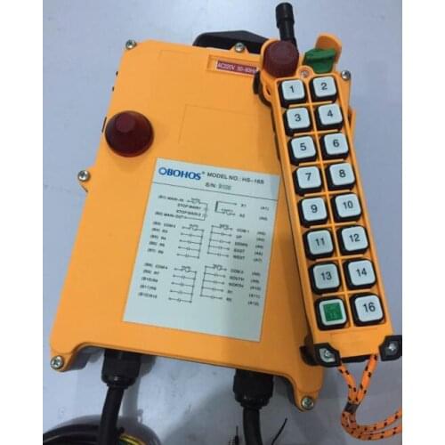 Industrial Remote Control Hs-16s 16 keys 1 transmitter + 1 receiver crane remote conroller, 24v 36V 110v 220v 380v