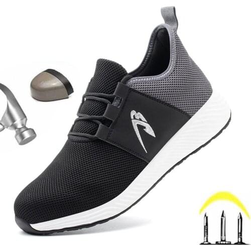 Work Safety Men Shoes Anti-Smashing Working Male Sneakers Indestructible Mens Casual Shoes Lightweight Safety Ankle Boots 2021