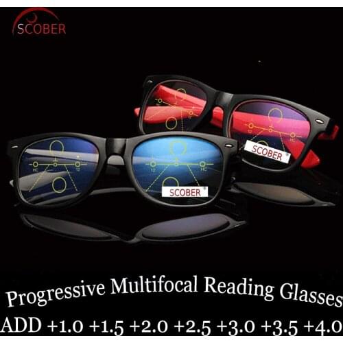 = SCOBER = Progressive Multifocal Reading Glasses Classic rivet designer men women Eyeframe See Near And Far TOP 0 ADD +1 To +4