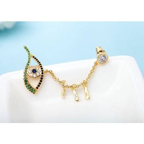 Willow Brow Heart Eye Stud Earrings AAA Diamond Zircon Personalized Fashion OL Lady Earrings Accessories