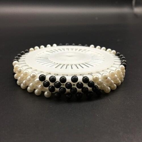 35mm 40Pcs Sewing Pins Black/White Round Pearl Straight Head Pins Localization Needle Weddings Corsage Dressmaking Accessories