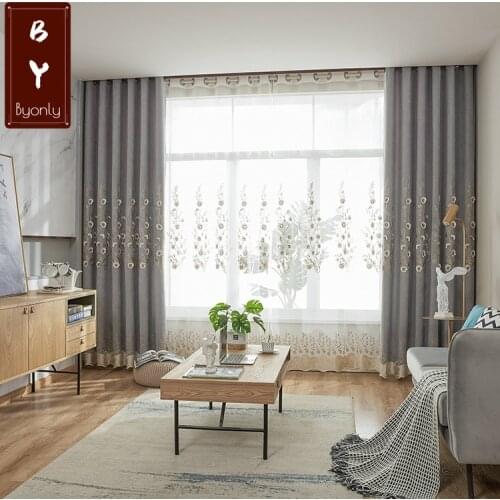 Modern Cashmere Embroidered Curtain Fabric Simple Bedroom for Living Room Curtains Finished Window Screen Custom