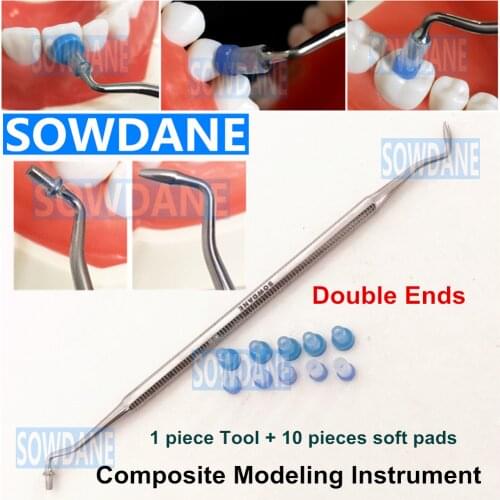 Dental Resin Composite Trimmer Spatula Dental Contact Shape Former with Caps Composite Modelling Instrument Filling Filler