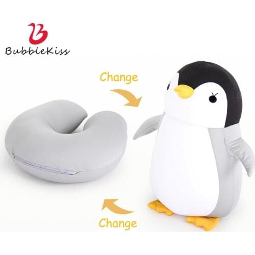 Bubble Kiss Soft Pillow Penguin U-Shaped Sleep Protection Neck Pillow Home Office Nap Body Pillows Travel Car Adult Cute Pillows