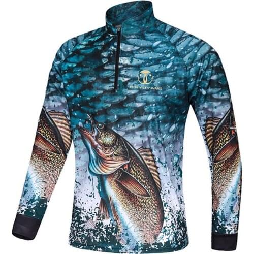 Plus size 4XL 5XL Breathable Summer printed pattern mosquito fishing clothes UV Long short sleeve Outdoor cool Unisex pullover