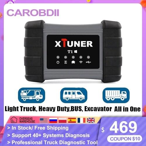 XTUNER T1 Truck Diagnostic Tool WIFI/USB Muit-languages Heavy Duty Bus Excavator Truck Diagnostic Scanner ECU/ABS/Brake/ABS/BMS