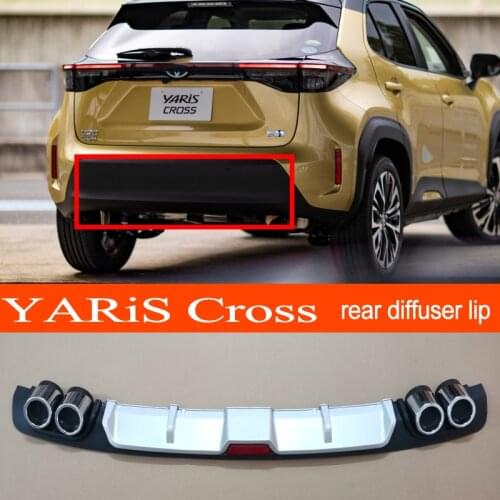 Yaris Cross ABS Plastic Silver / Black Car Rear Bumper Rear Diffuser Spoiler Lip for TOYOTA Yaris Cross Hatchback