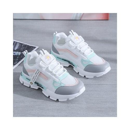 Spring Korean Platform Sneakers Women Shoes Thick Bottom Chunky Sneakers Breathable Mixed Colors Slip On Casual Shoes Woman 2021