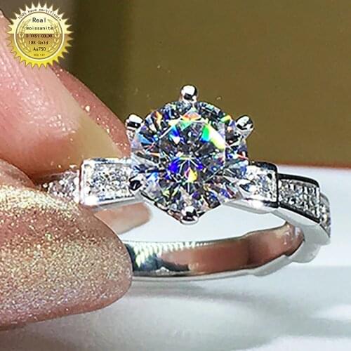 14K Au585 White Gold Ring 1 2 3 4 5 Carat Round DVVS Moissanite Diamond Ring Women Wedding Party Engagement