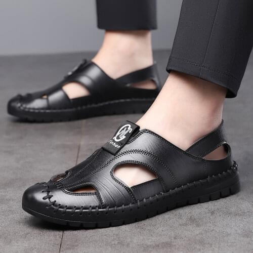 ZJNNK Men's Leather Sandals