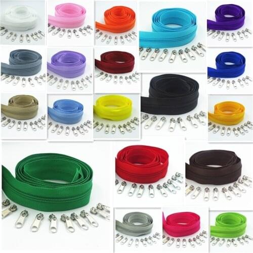 10 Meters 20 Silver Zipper slider Long 20 Colors 3 # Nylon Coil Zipper for DIY Sewing Clothing Accessories