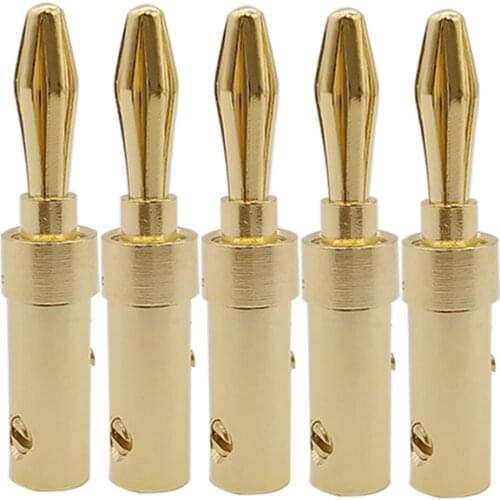 2/5Pcs Gold-Plated Copper Banana Plug Connector Adapter Banana Audio Speaker Amplifier