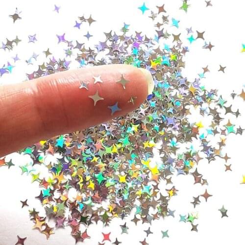 2mm ,4mm 4-Point Holographic Stars Glitter 500/200G Four Point Star Nail Art, 2021NEW Star Nail Spangles Glitter shape,MBW01014