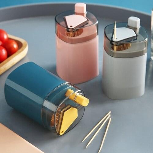 3 Colors Creative Home Automatic Pop-up Toothpick Box Household Press Toothpick Case Portable Toothpick Holder Home Supplies