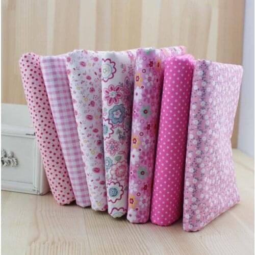 7 pieces/lot 50cmx50cm Cotton Fabric Fat Quarter Bundle Quilting Patchwork Tilda Fabric Sewing "Cute Pink" Floral Dot Grid Print